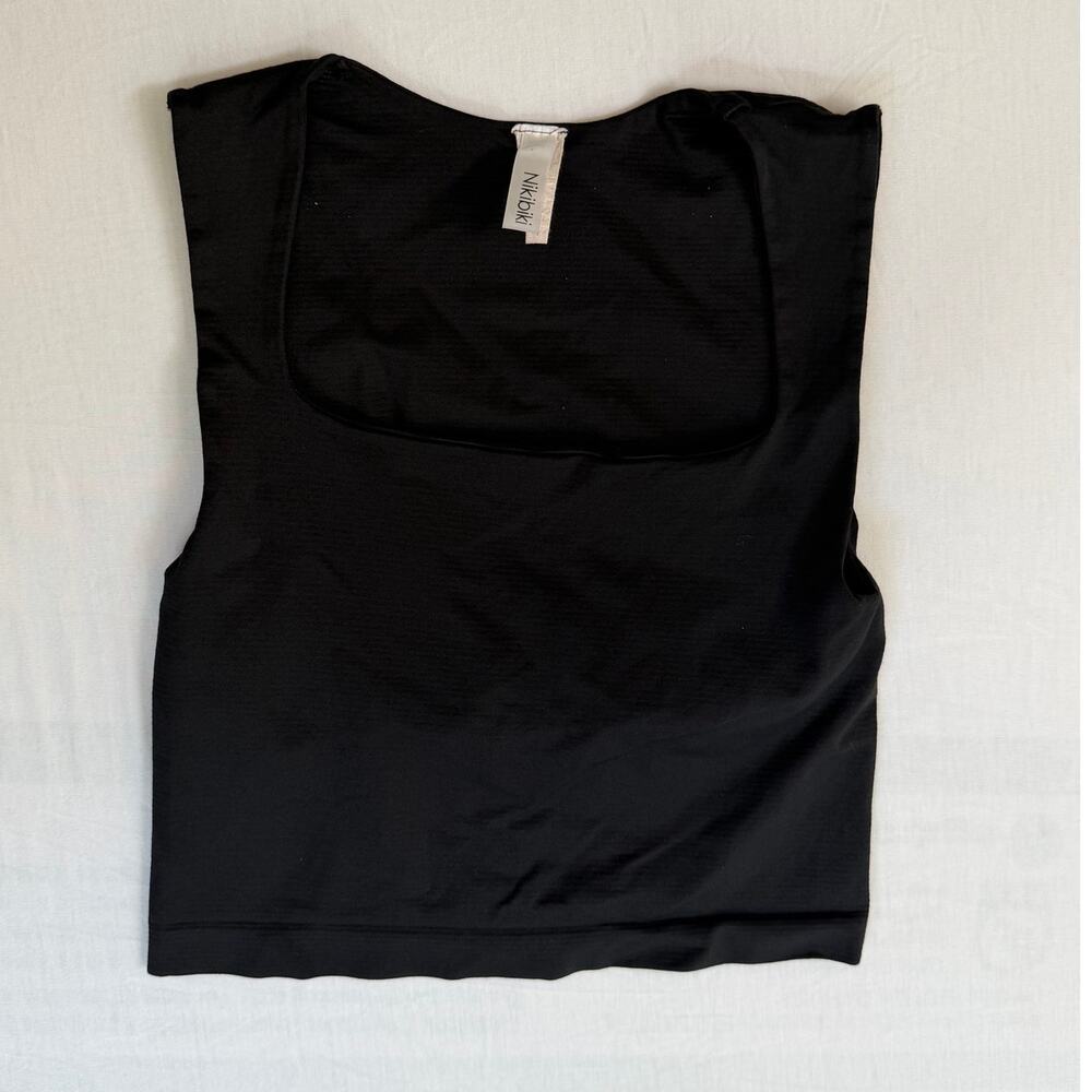 Nikibiki Black Seamless Crop Top W/ Square Neckline